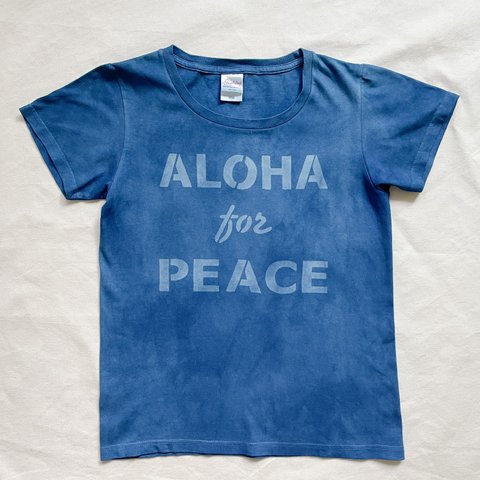 送料無料 藍染メッセージTシャツ 平和のためのアロハ! ALOHA for PEACE 鯨 クジラ