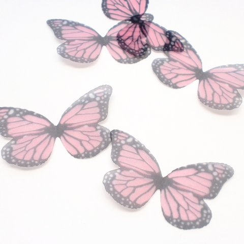 ちょうちょのパーツ 3cm   オーガンジー シフォン 蝶 素材 67 ピンク 赤 黒 布製 蝶々 バタフライ
