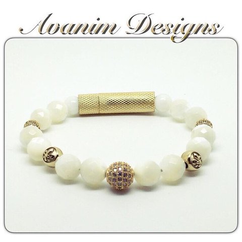 《限定セール》再販＊マザーオブパールオリジナルゴールドロックブレスレットmother of pearl Czdiamonds  bracelet