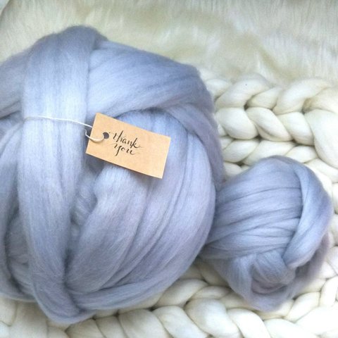 送料無料☆chunky yarn 1kg -light gray-