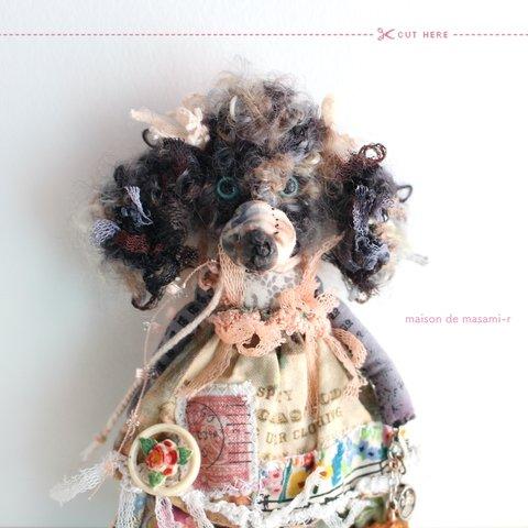 プードル ブルーマールのミニぬいぐるみ 13cm バックチャーム付き Poodle Blue merle