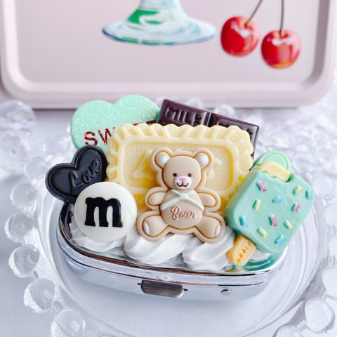 pastel  bear  mint ピルケース　スイーツデコ　