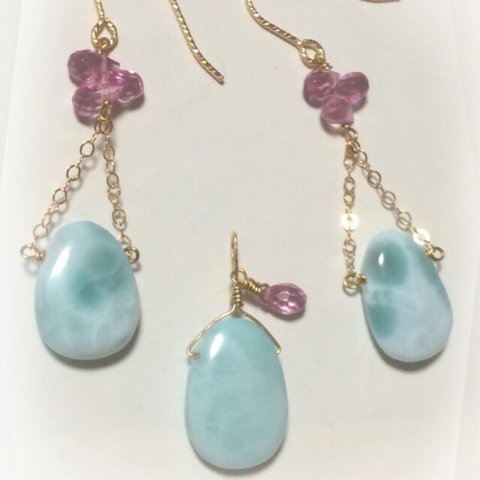 ラリマーSET ペンダントトップ&ピアス