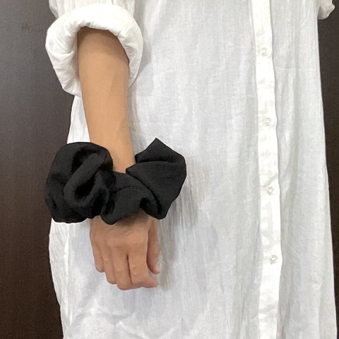  kimono ビッグシュシュ(レースブラック)＊シュシュ　大人シュシュ　上品　フォーマル　華やか