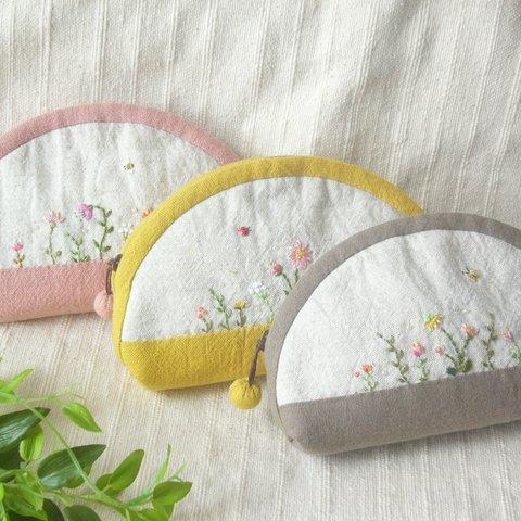 小花刺繍ミニポーチ《3種》受注制作 