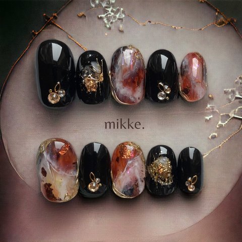 ネイルチップ〔 mikke. 〕/ ニュアンス ブラウン 秋冬 べっ甲