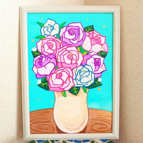 Pastel Roses アクリル画