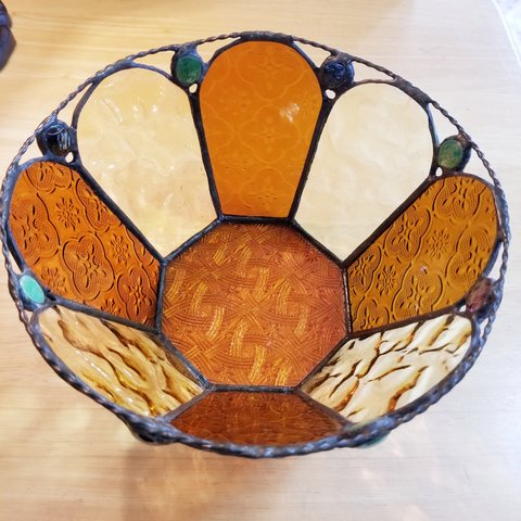 ステンドグラス製　アンティーク調　フルーツ皿