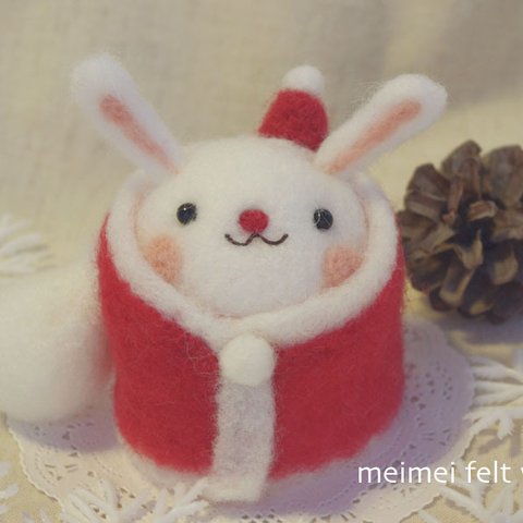 森のクリスマス☆ふわふわウサンタ手作りキット　meimeiオリジナル　羊毛フェルトキット　