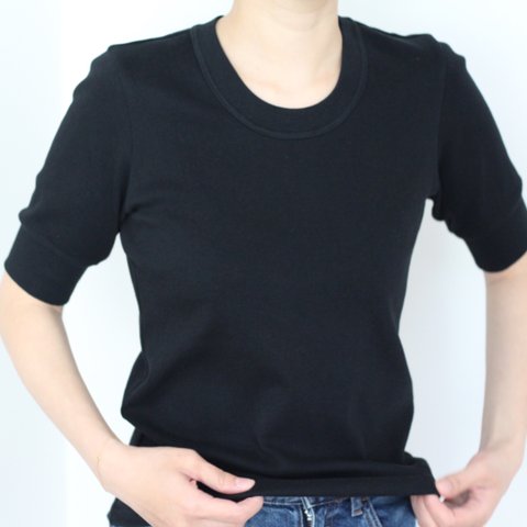 形にこだわった 大人の4分袖 袖口リブTシャツ【サイズ・色展開有り】 