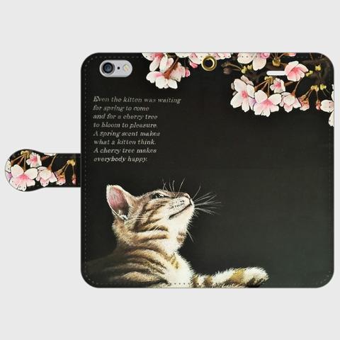 「春・桜・猫」 手帳型スマホケース iPhone13/13Pro/13ProMax