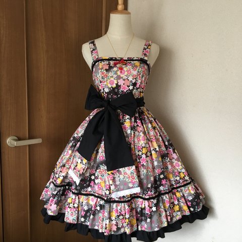 【SALE】桜吹雪ドレス黒 ネックレスセット