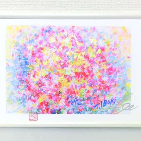 「バースデー」 純金箔付 サイン入りプリント Ａ4額 パワーアート