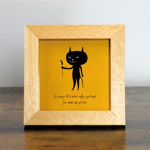 【額付き】 北欧　ネコ　猫　絵　絵画　アート　ポスター　黒猫　イラスト　グッズ　猫モチーフ　雑貨　「ねこのひげ　0052」