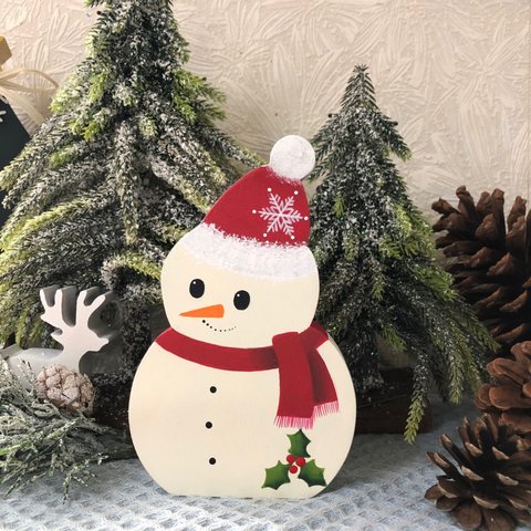 【新作】北欧 クリスマス の可愛い スノーマン オブジェ（大）【雪だるま】【Xmas】