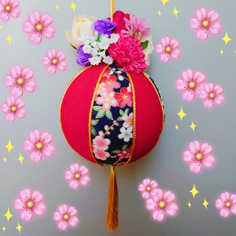 作品❤赤と黒の華やぎ花手毬🌸Part1