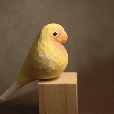 【オカメインコ】鳥好きさんへのプレゼント 置物 木彫り 文鳥 天然木 彫刻 受注制作