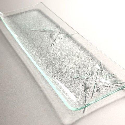 夜空　　長皿（小）　昭和レトロガラス　アンティーク　型ガラス　もったいないをカタチに　思い出と一緒に