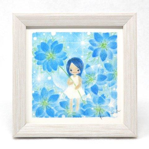 【妖精/ニゲラ】複製画 額入り 卓上サイズ パステルアート 女の子