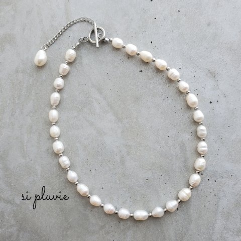 ” necklace "  damage natural pearl  / マンテル シルバー ネックレス 淡水パール