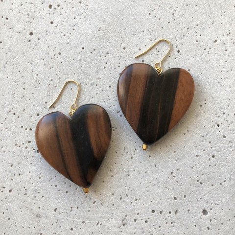 wood♡heart pierce/earring