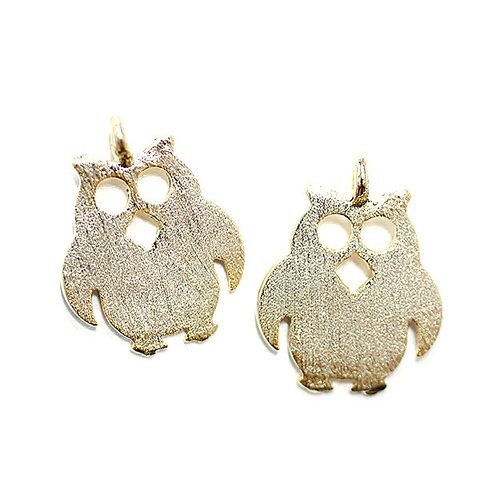 新作【2個入り】Cute Owl フクロウモチーフの質感あるゴールドチャーム、パーツ