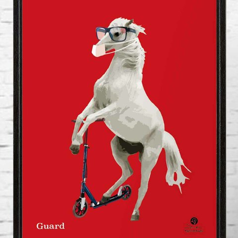 馬の散歩バージョン   ポスター  A4　アートポスター 　アート（イラスト・グラフィック）seiで検索　POP　馬　動物　151-2
