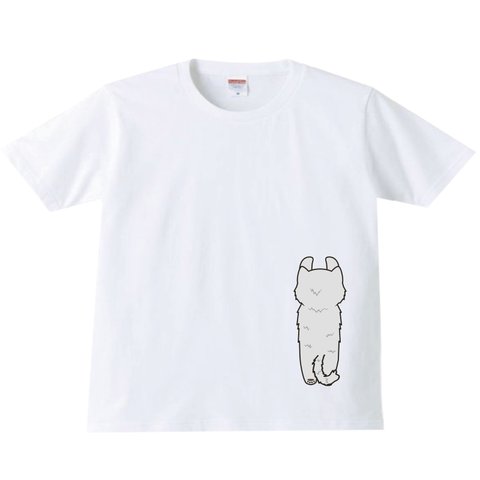 ぶらさがりネコ　猫　かわいい　tシャツ Tシャツ　親子コーデ　リンクコーデ　メンズ　レディース　キッズ