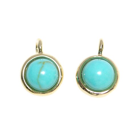 16KGP【2個入り】gcs05 天然石！ターコイズ Turquoise一粒ゴールドチャーム、ペンダント