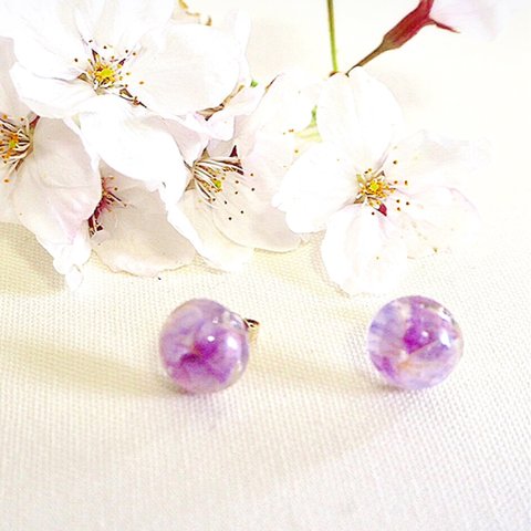 ❥❥ purple スターチス　ピアス・イヤリング