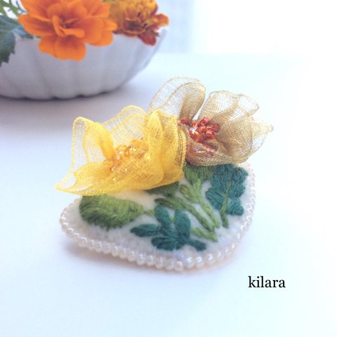 marigold〜マリーゴールド✧ビーズ刺繍ブローチ