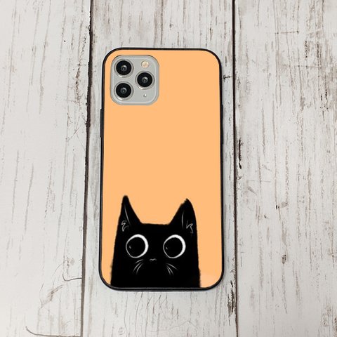 ネコ　ねこ　猫　黒猫　iPhoneケース強化ガラス スマホケース