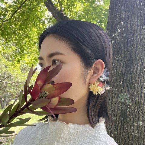 耳飾り「魔女の庭に咲く紫陽花」