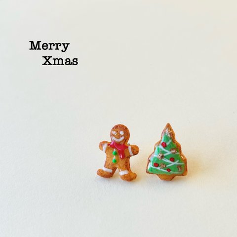 ⌘ ミニチュア ジンジャーマンクッキーとクリスマスツリークッキー ⌘ スタッドピアス