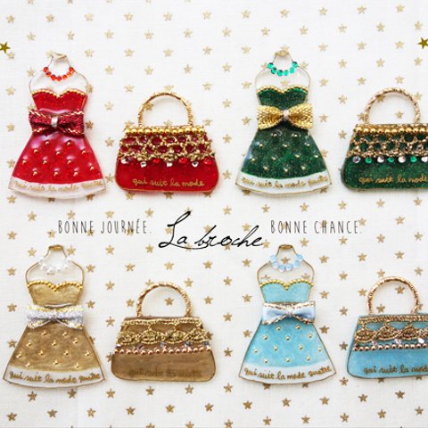 レディのXmas★ドレス＆バッグのブローチセット