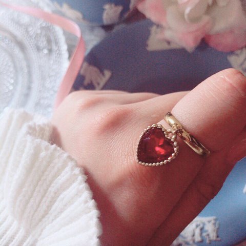 ハート ストーン リング heart ring charm