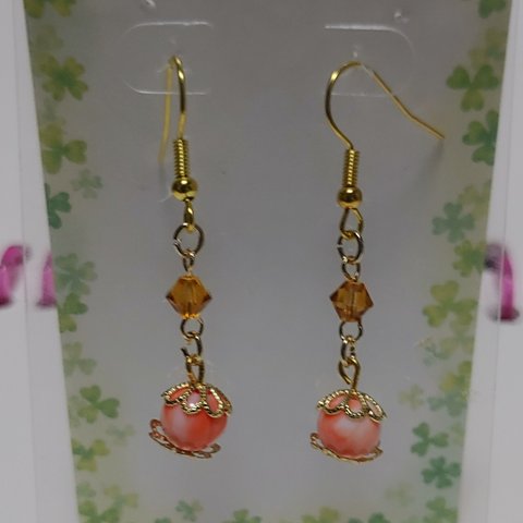 【ハンドメイド】和風ピアス オレンジ