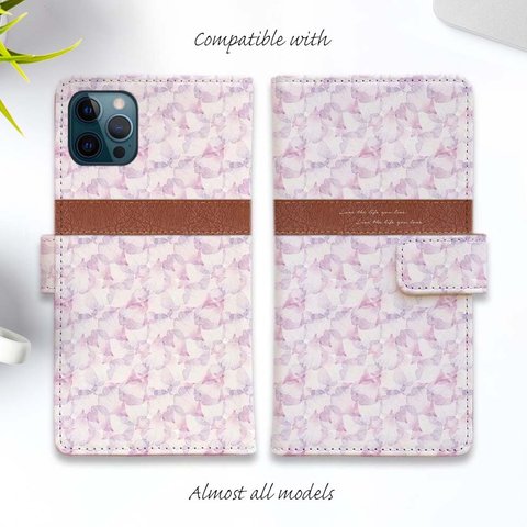 iPhone15/iPhone15Pro/iPhone15Plus/iPhone15ProMax/iPhone14/手帳型ケース ハート "Love the life Pink"