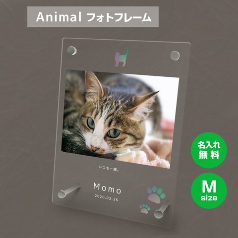 【名入れ無料】 フォトフレーム サイズM ペット ペットグッズ 写真立て フォトスタンド ペット用品 cat011m