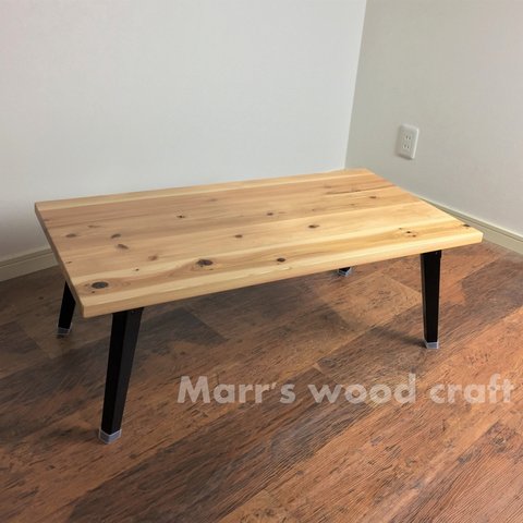 国産杉の無垢材　折れ脚テーブル　45x90cm ウレタンクリアー塗装　【オーダー可能】折りたたみ式