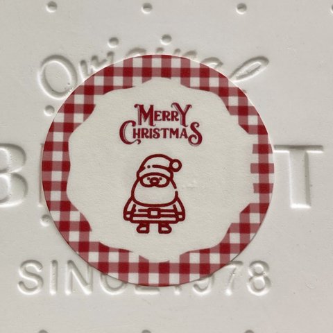 【4㎝ 48枚】シンプルチェックなサンタのクリスマスシール🎅