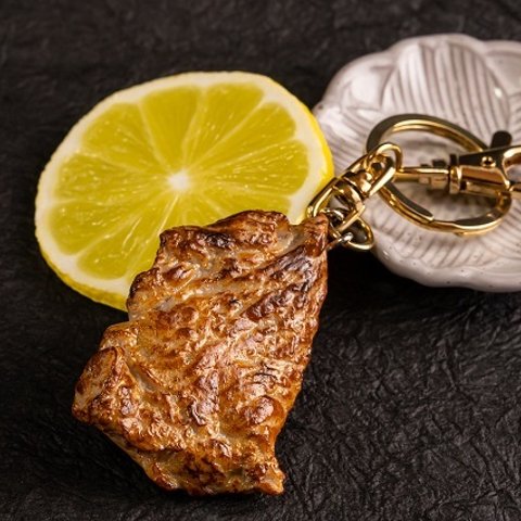 キーリング(キーホルダー)　焼肉＆レモンスライス　食品サンプル　グッズ　ハンドメイド