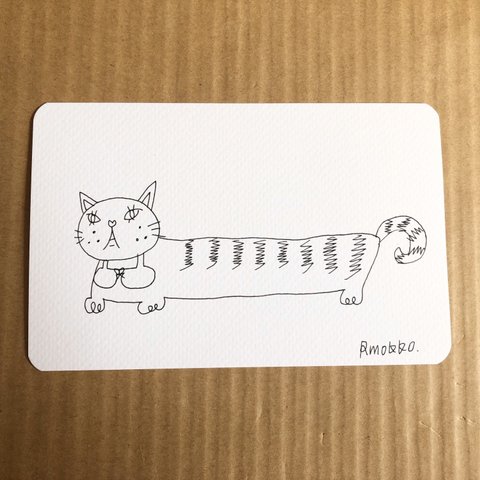 【送料無料】 イラスト原画   「水着をつけた猫」