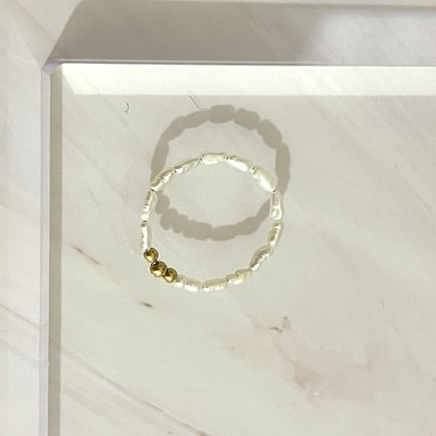 【ladies】　8号　pearl thin ring gold パールティンリング　ゴールド