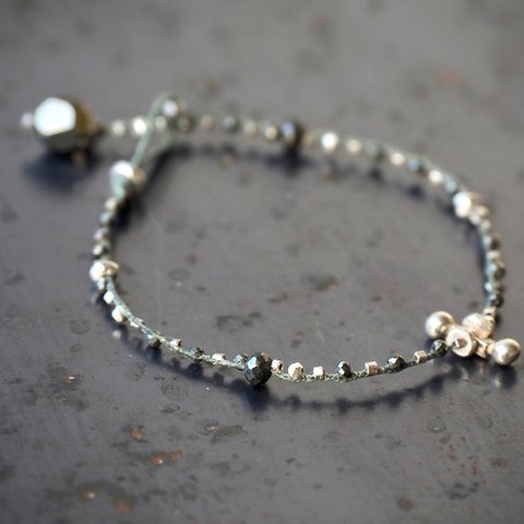 -Pyrite・Silver- braid bracelet