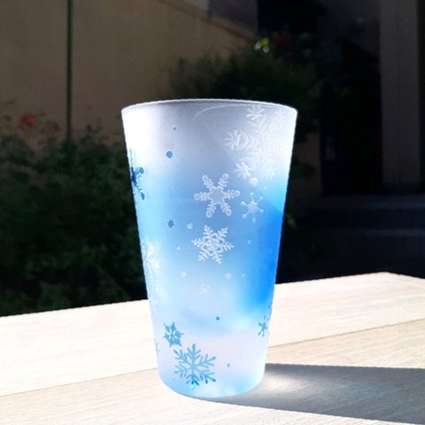 【受注生産】雪の結晶 タンブラー  サンドブラスト 冬グラス 季節限定