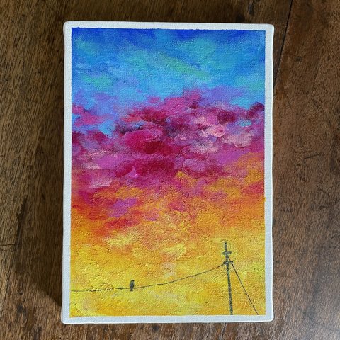 原画 『夕焼け空。おうちに帰ろう』 アクリル画