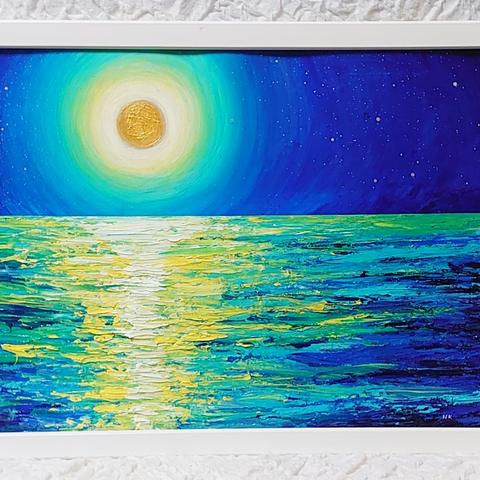 油絵 絵画 【月の海】