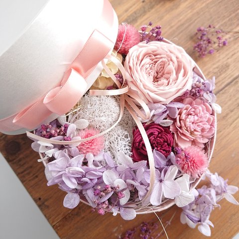 Merci～Avec des fleurs～【Box Wreath】Rose antique#