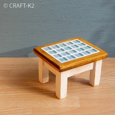 ミニチュア ガラスタイルテーブルS:Lブルー